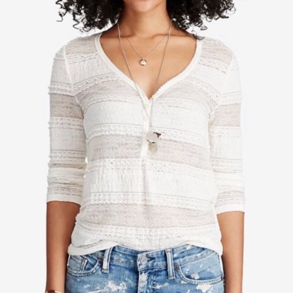 Ralph Lauren Denim & Supply Lace Henley Top